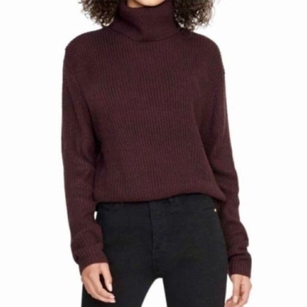 Sanctuary Dark Burgundy Turtleneck Waffle Knit Sweater L